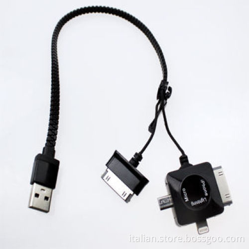 2-in-1 Multifunctional Zipper USB Charging & Data Cable for iPhone 30-pin/Micro 5 Pins